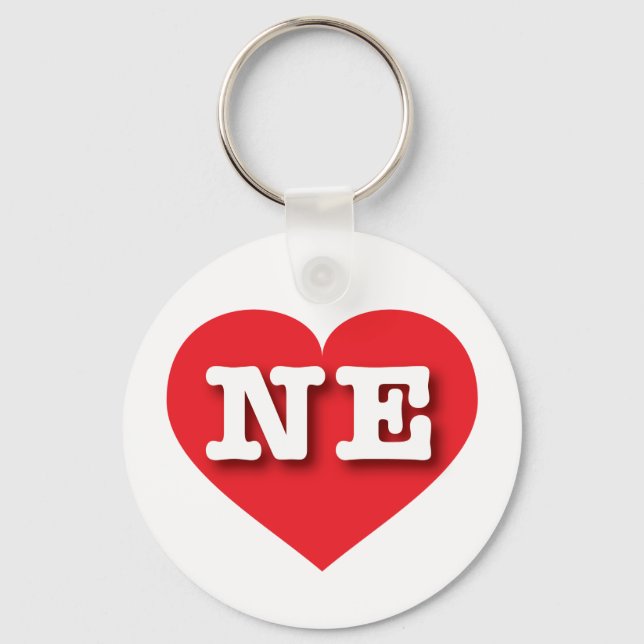 Nebraska Red Heart - I love NE Keychain (Front)