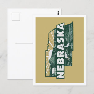 Nebraska Retro Travel Design Iconic US States Postcard