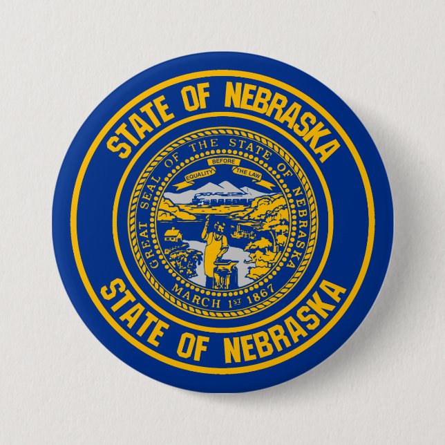Nebraska Round Emblem 3 Inch Round Button (Front)