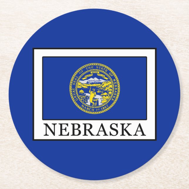 Nebraska Round Paper Coaster (Front)