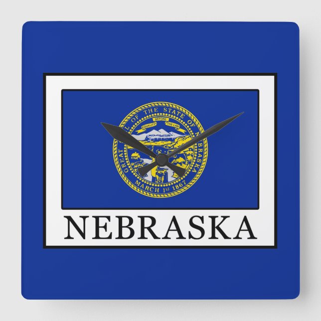 Nebraska Square Wall Clock (Front)