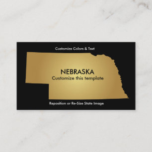 Nebraska State Business Card Metallic Gold