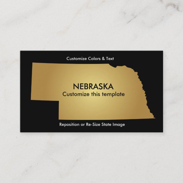 Nebraska State Business Card Metallic Gold (Front)