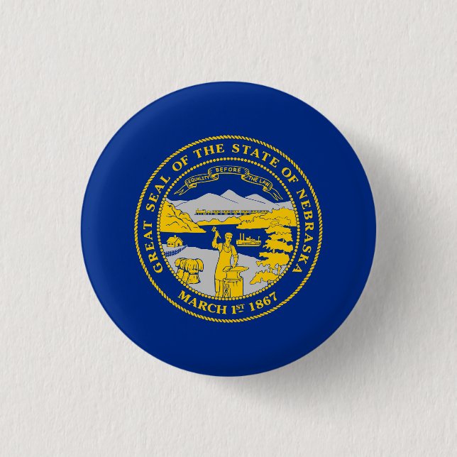 Nebraska State Flag 1 Inch Round Button (Front)