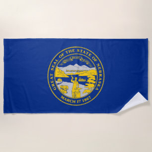 Nebraska State Flag Beach Towel