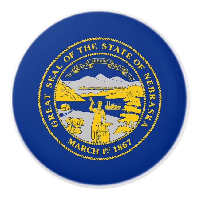 Nebraska State Flag Ceramic Knob (Front)