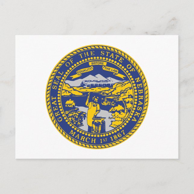 Nebraska State Flag Cornhusker State Seal Postcard (Front)