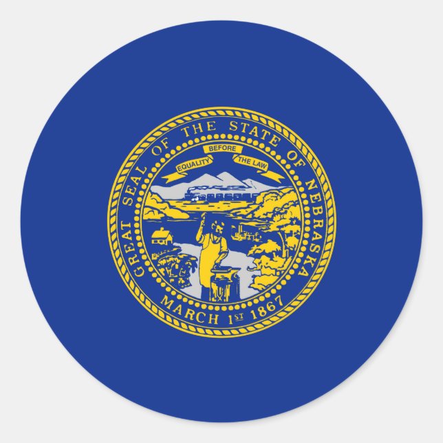 Nebraska State Flag Design Classic Round Sticker (Front)