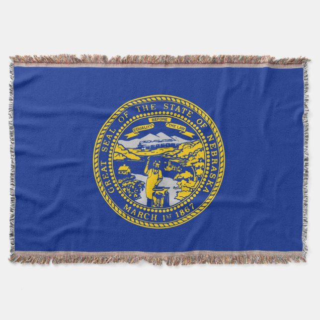 Nebraska State Flag Design Decor Throw Blanket (Front)