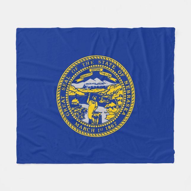 Nebraska State Flag Design Fleece Blanket (Front (Horizontal))