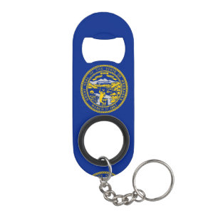 Nebraska State Flag Design Keychain Bottle Opener