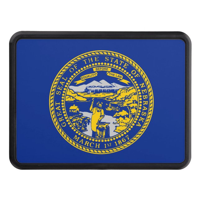 Nebraska State Flag Design Trailer Hitch Cover (Front)