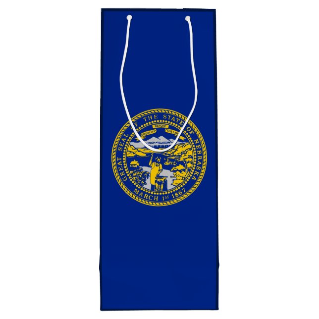 Nebraska State Flag Design Wine Gift Bag (Back)
