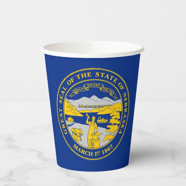 Nebraska State Flag Paper Cups (Left)