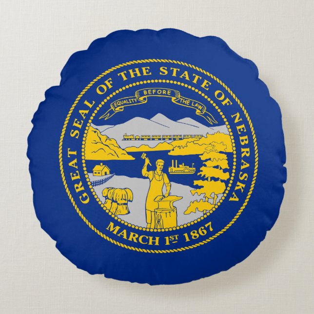 Nebraska State Flag Round Pillow (Front)