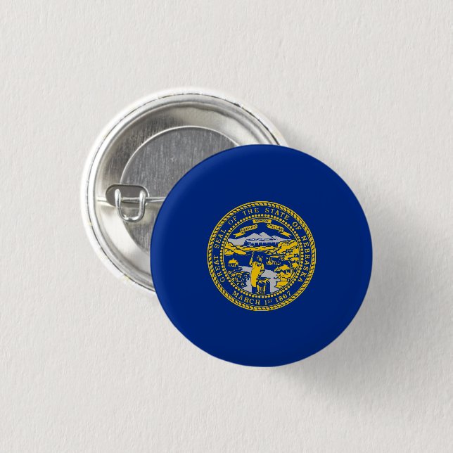 Nebraska State Flag USA 1 Inch Round Button (Front & Back)