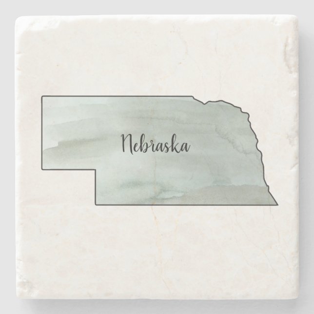 Nebraska State Illustration Stone Coaster (Front)