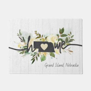 Nebraska State Personalized Your Home City Rustic Doormat