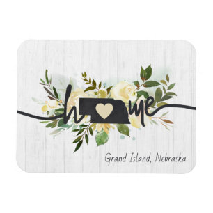 Nebraska State Personalized Your Home City Rustic Magnet
