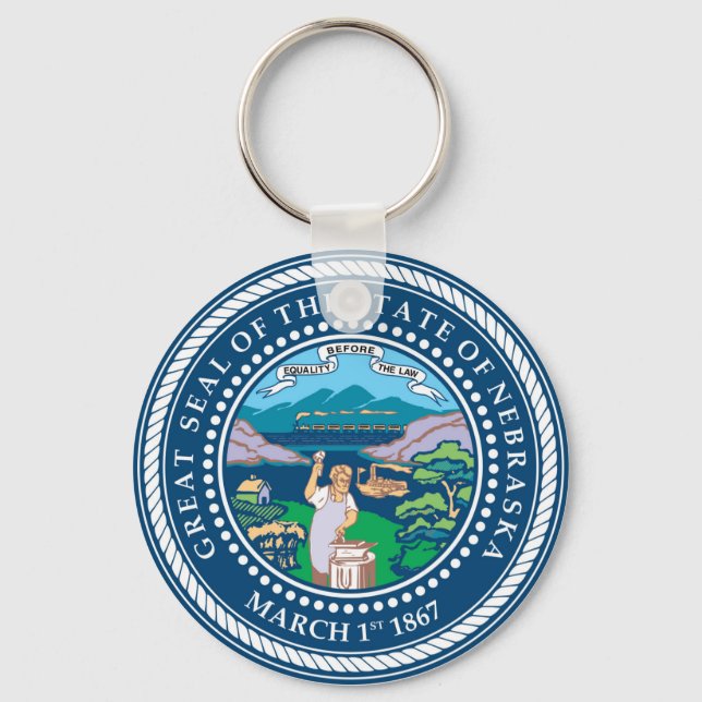 Nebraska state seal america republic symbol flag keychain (Front)
