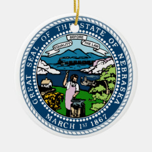 Nebraska State Seal Ceramic Ornament