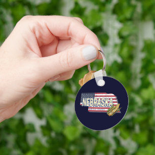 Nebraska United States Retro State Map Vintage USA Keychain