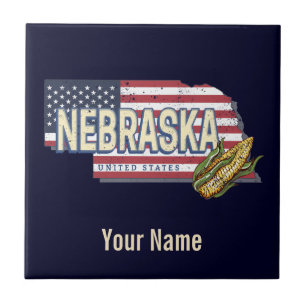 Nebraska United States Retro State Map Vintage USA Tile