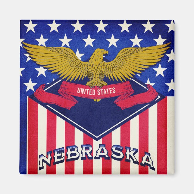 Nebraska USA Flag Magnet (Front)