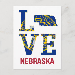 Nebraska USA State Love Postcard