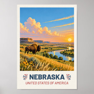 Nebraska USA – Vintage Travel Poster