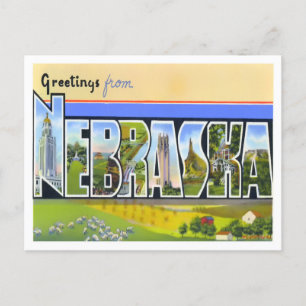 Nebraska Vintage Big Letters Postcard