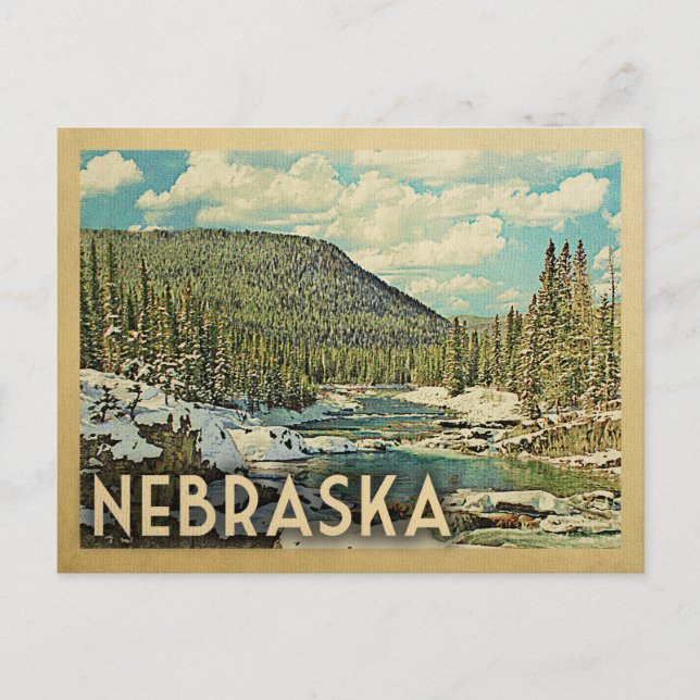 Nebraska Vintage Travel Snowy Winter Nature Postcard (Front)