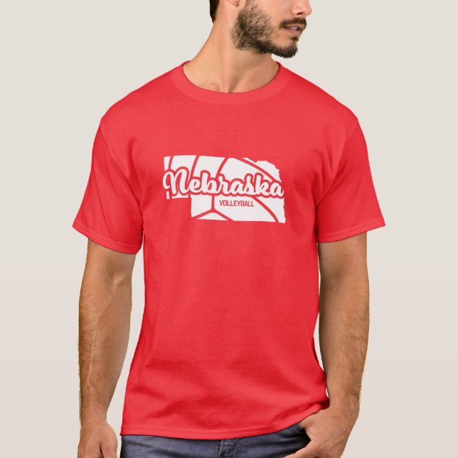 Nebraska Volleyball Retro Script T-Shirt (Front)