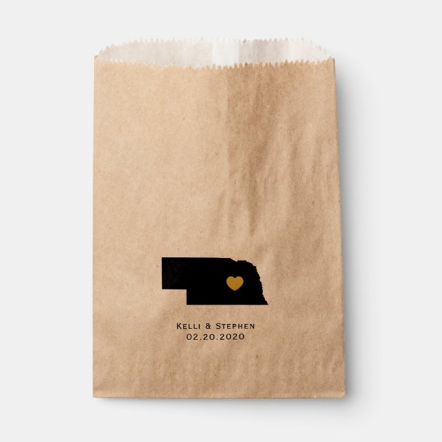 Nebraska Wedding Favour Treat Sacks, Gift Bags (Front)