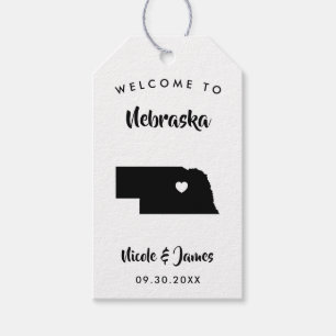Nebraska Wedding Welcome Bag Tags, Map Gift Tags