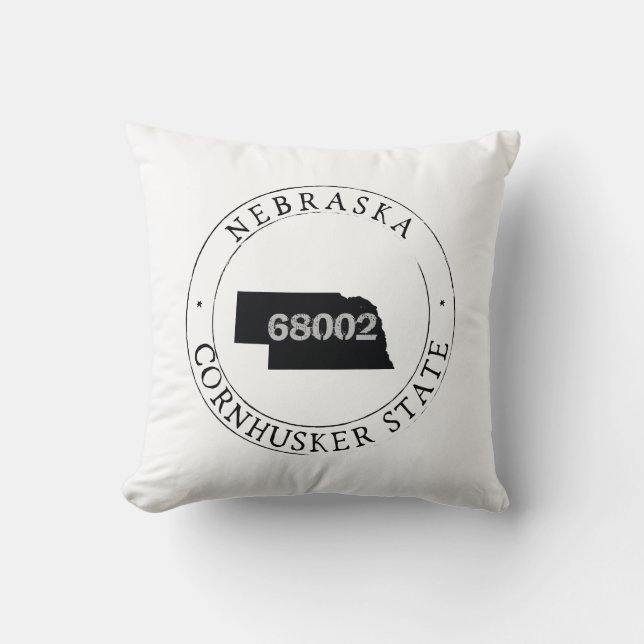 Nebraska Zip Code Pillow (Front)