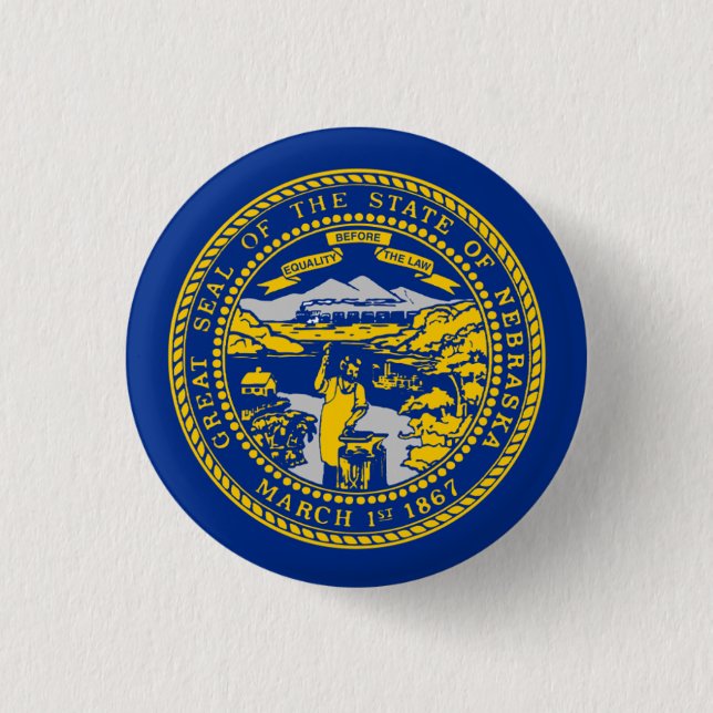 Nebraskan Flag, Flag of Nebraska 1 Inch Round Button (Front)