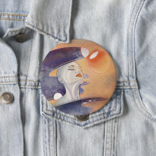 Nebula Attack and Galactic Pearl Necklace 4 Inch Round Button