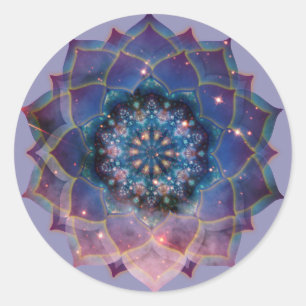 Nebula Bloom   Mandala Classic Round Sticker