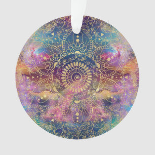 Nebula couleur or Mandala Aquarelle colorée