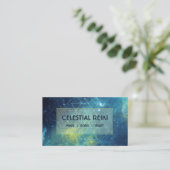 Nebula Galaxy Modern Watercolor | Reiki Holistic Business Card (Standing Front)