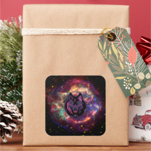 Nebula Guardian – Celestial Wolf Vision Square Sticker