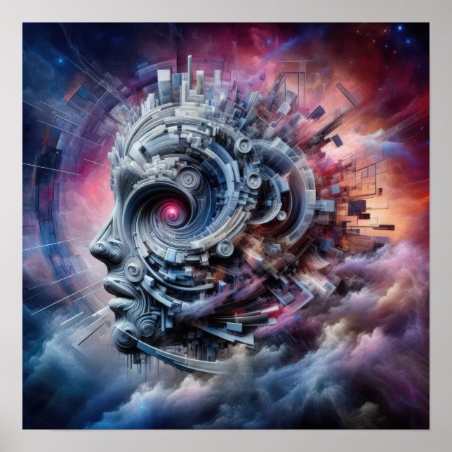 Nebula of Thought - Abstract Art - Surreal Digital Poster (Front)
