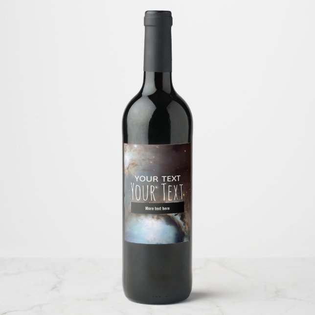 Nebula Orion Astronomy blue brown beige sky stars Wine Label (Front)