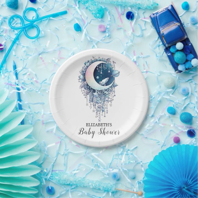 Nebula Outerspace Stars Baby Shower Paper Plate (Party)