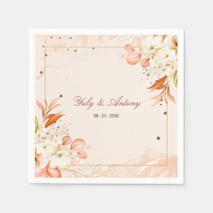 Nebula Peach Terracotta Starry Night Wedding Paper Napkin
