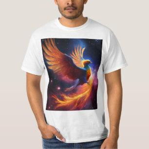 : Nebula Phoenix: A Cosmic Bird of Swirling Galaxi T-Shirt