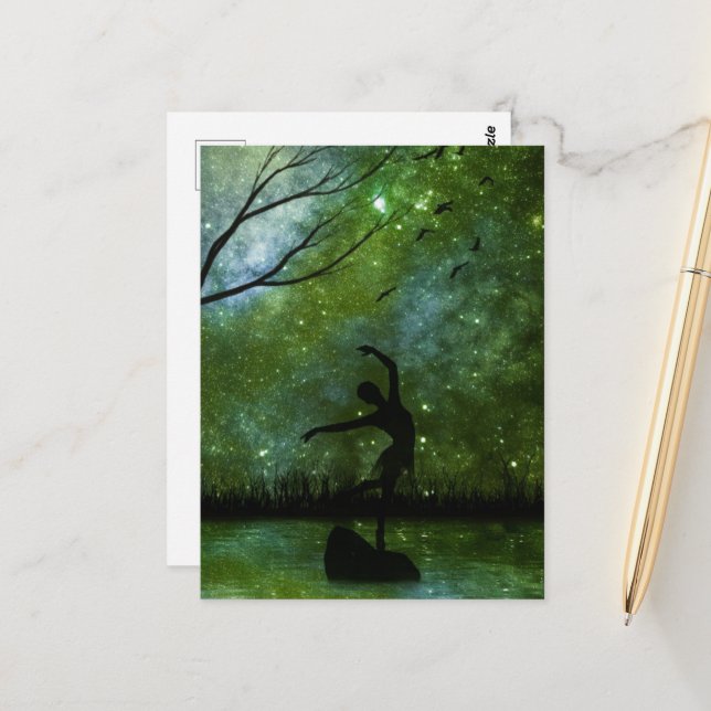 Nebula Sky Dancer Silhouette - Green Card (Front/Back In Situ)
