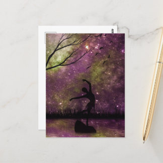 Nebula Sky Dancer Silhouette - Pink & Yellow Postcard