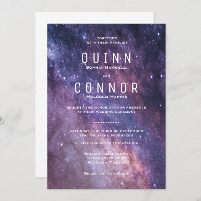 Nebula Space Cosmos Wedding Invitation (Front/Back)